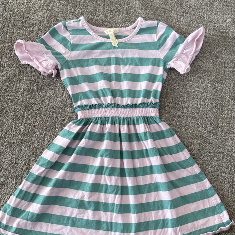 Matilda Jane Green and Blue Fit and Flare Dress with Ruffled Smocked Details